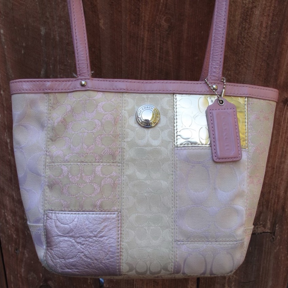 Coach purse with purple accents